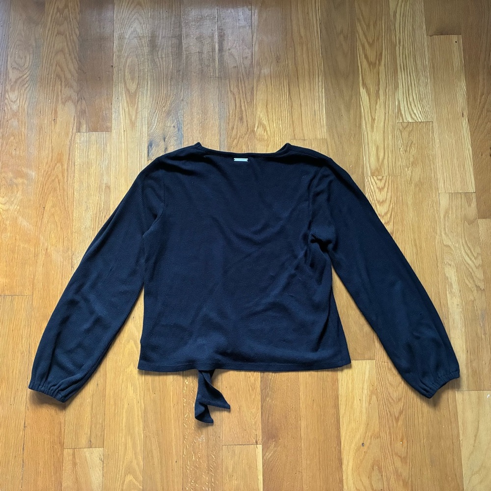 Michael Kors Black Long Sleeve Top with Tie Detail
